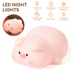 LED Piggy Night Lamp Soft Light Dimmable Silicone Animal Touch Sensor Lamp