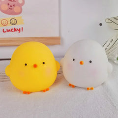 Cute Fat Yellow Chicken LED Small Night Light Soft  Decoration Gift