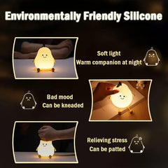 Lovely Mini Led Pear Silicone Lamp Pat Brightness Adjustment Soft Rechargeable Night Light for Kids