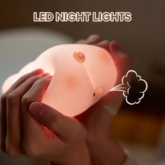 LED Piggy Night Lamp Soft Light Dimmable Silicone Animal Touch Sensor Lamp