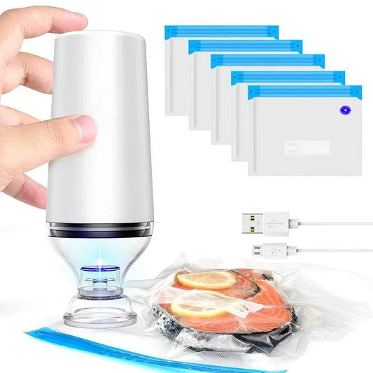 Electric Handheld Vacuum Sealer Pump Reusable Vacuum Food Storage Zipper