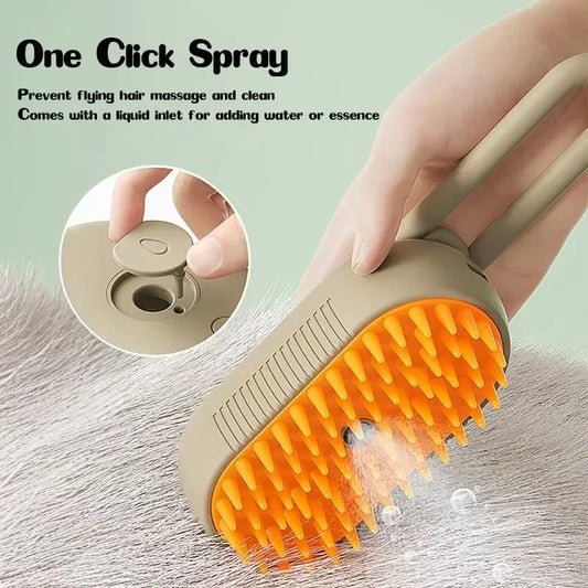 Steamy Dog Brush Electric Spray Cat Hair Brush 3 in1 Dog Steamer Brush