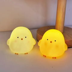 Cute Fat Yellow Chicken LED Small Night Light Soft  Decoration Gift