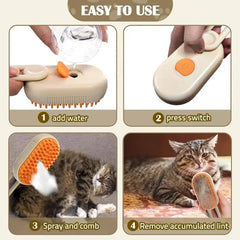 Cat Steam Brush One Touch Spray Pet Hair Removal Tool Multifunctional Massage Comb