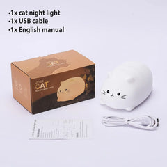 Soft Cat Led Night Light Rechargeable Eye Protection Bedroom Silicone Lamp For Children