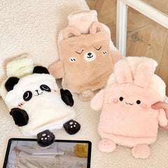 Kawaii Hot Water Plush Bag Cartoon Panda Rabbit Hand Warmer Cute Hot Water Bottle Portable Warm Water Bag with Cloth Cover