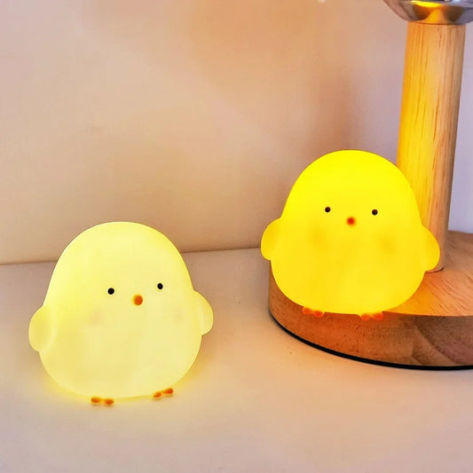 Cute Fat Yellow Chicken LED Small Night Light Soft  Decoration Gift