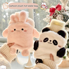 Kawaii Hot Water Plush Bag Cartoon Panda Rabbit Hand Warmer Cute Hot Water Bottle Portable Warm Water Bag with Cloth Cover