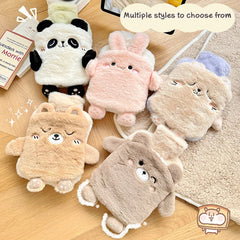 Kawaii Hot Water Plush Bag Cartoon Panda Rabbit Hand Warmer Cute Hot Water Bottle Portable Warm Water Bag with Cloth Cover