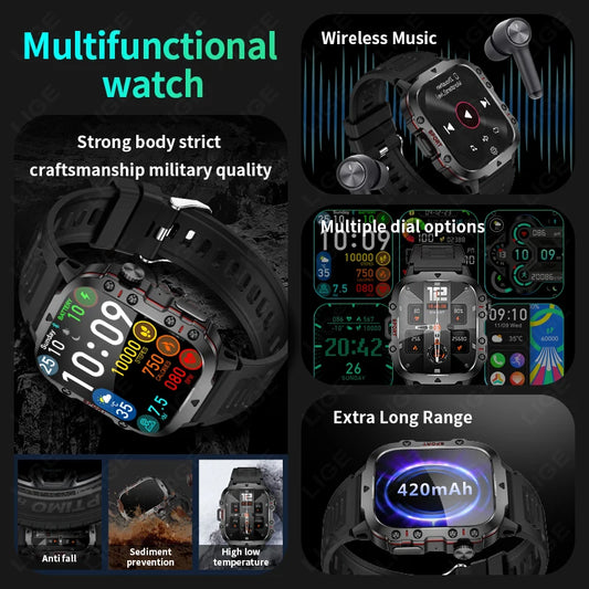 Mens Smartwatch Bluetooth Call Sport Heart Rate Monitor IP68 Waterproof Smart Watches