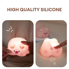 LED Piggy Night Lamp Soft Light Dimmable Silicone Animal Touch Sensor Lamp