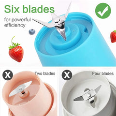 Mini Electric Juicer Portable 6 Blade Blender