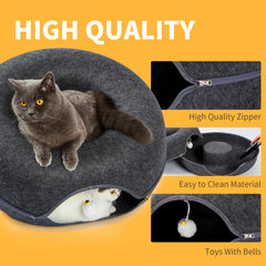 24 Inch Large Donut Cat Bed - Spacious Peekaboo Cat Cave for Multiple Cats