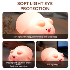 LED Piggy Night Lamp Soft Light Dimmable Silicone Animal Touch Sensor Lamp