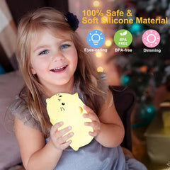 Soft Cat Led Night Light Rechargeable Eye Protection Bedroom Silicone Lamp For Children